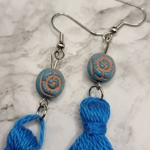 Handmade Tassel Earrings Blue And Turquoise Bead